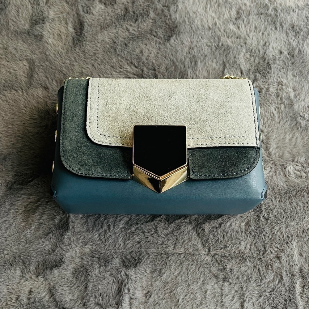 Like new blue leather Clutch bag